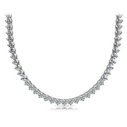 Drie Prong Gezet Riviera Natuurlijke Diamant Diamanten Tennis Collier 15 Karaat Witgoud