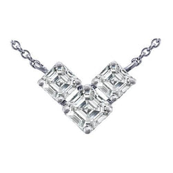 Drie Steen Asscher uit de aarde gewonnen Diamanten Hanger Ketting 2 Karaat Witgoud 14K