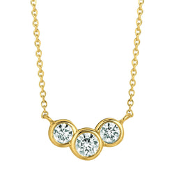 Drie Stenen Echt Diamanten Bezel Ketting Hanger 1 Karaat 14K Geel Goud