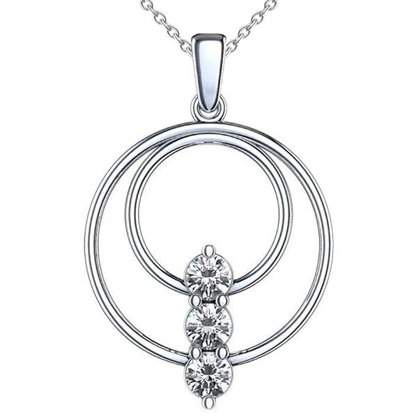Drie Stenen Echt Diamanten Hanger Ketting 1,50 Karaat 14K Goud Wit