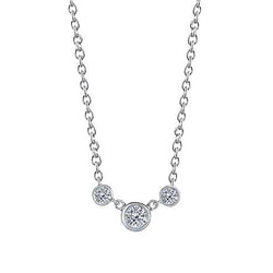 Drie Stenen Echt Diamanten Hanger Ketting 2 Karaat Witgoud 14K Sieraden