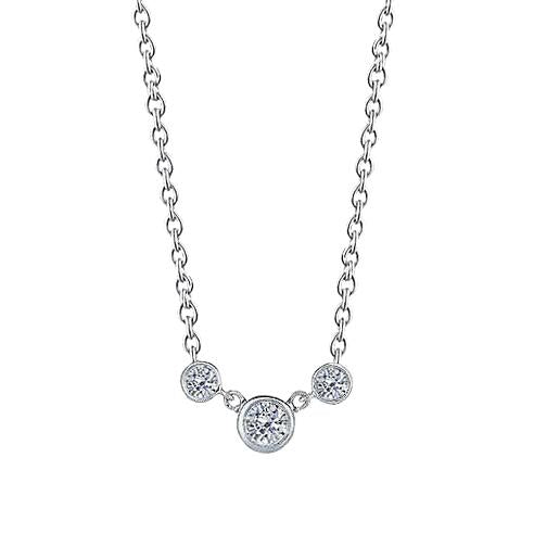 Drie Stenen Echt Diamanten Hanger Ketting 2 Karaat Witgoud 14K Sieraden