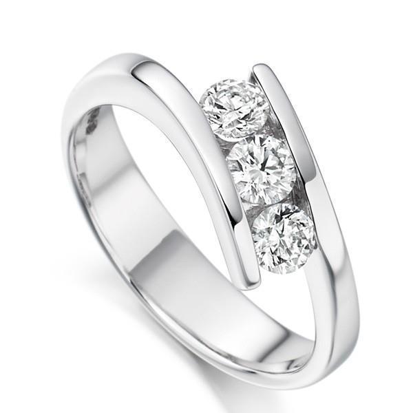 Drie Stenen Echt Diamanten Trouwring Sieraden 2,25 ct. 14K Wit Goud - harrychadent.nl