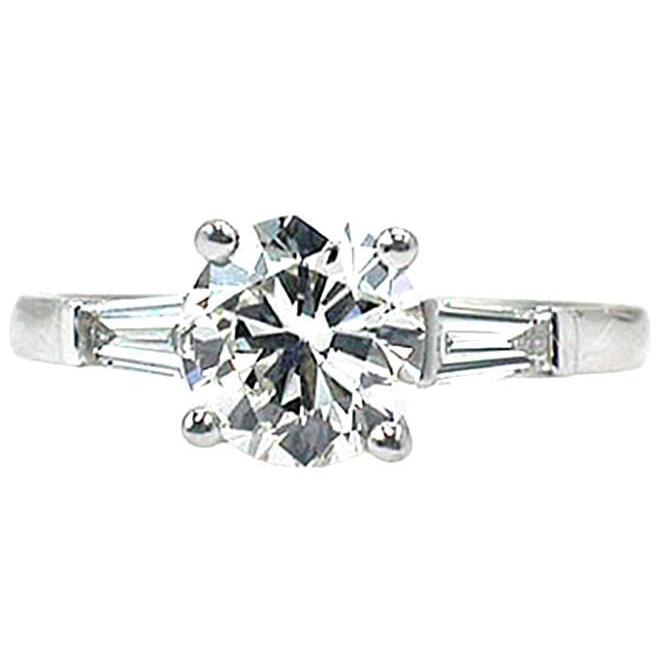 Drie Stenen Echt Diamanten Verlovingsring 2,11 Ct Witgoud 14K