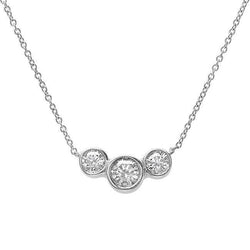 Drie Stenen Ronde Labgekweekt Diamanten Kettinghanger Witgoud 3.5 Karaat