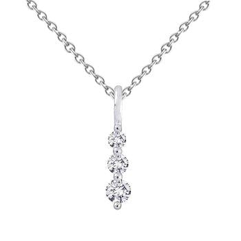 Drie Stenen Ronde Echt Diamanten Journey Hanger 1,90 Karaat Witgoud 14K