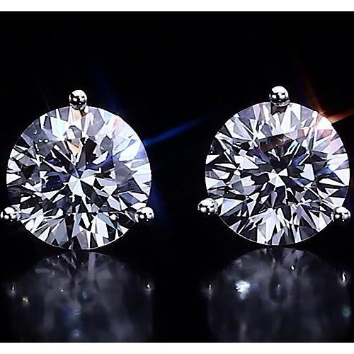 Driepuntige Stud oorbel ronde diamant 2,50 karaat sieraden - harrychadent.nl