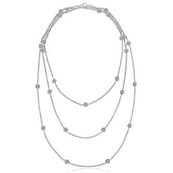 Drievoudige Ketting 18” Yard Van 8.75 Ct Natuurlijke uit de a aarde gewonnen Diamanten Halsketting