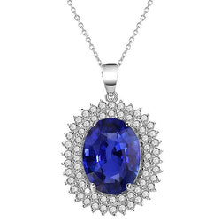 Dubbel hart hanger Ceylon saffier & diamant 14K goud 2,50 karaat