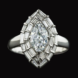 Dubbele Halo Ring Baguette & Marquise Old Miner Diamond 5,50 karaat
