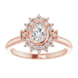 Dubbele Halo Ring Peer Old Miner Diamond Bezel Set 3 karaat
