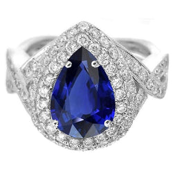 Dubbele Halo Verlovingsring Ceylon Saffier & Diamanten 6.50 Karaat