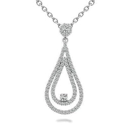 Dubbele druppelvormige hanger ketting 3,50 ct sprankelende ronde geslepen diamant