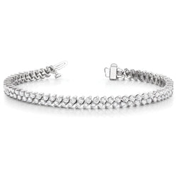 Dubbele rij Ronde snede Diamanten tennisArmband 5 ct, WG 14K