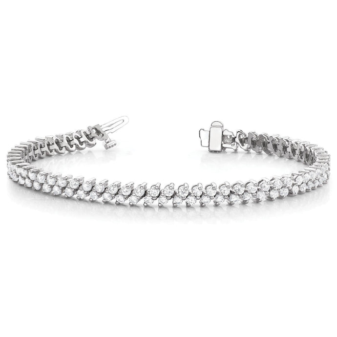 Dubbele rij Ronde snede Diamanten tennisArmband 5 ct, WG 14K - harrychadent.nl