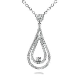 Dubbele Druppelvormige Hanger Ketting 3,50 Ct Sprankelende Ronde Geslepen Echt Diamant