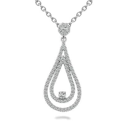 Dubbele Druppelvormige Hanger Ketting 3,50 Ct Sprankelende Ronde Geslepen Echt Diamant