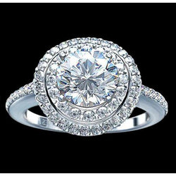 Dubbele Halo Echt Diamanten Verlovingsring 2,25 Ct. Witgoud