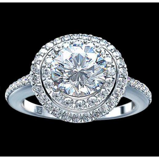 Dubbele Halo Echt Diamanten Verlovingsring 2,25 Ct. Witgoud - harrychadent.nl