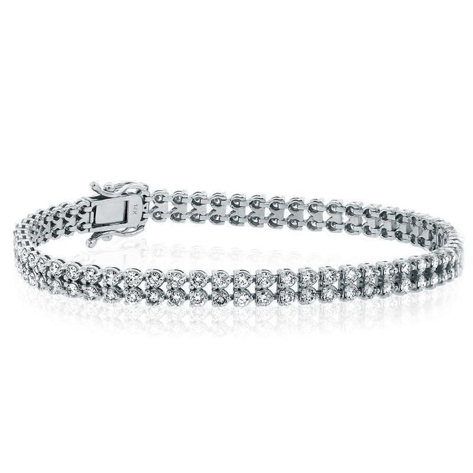 Dubbele Rij Natuurlijk Ronde Geslepen 5,70 karaat Diamanten Armband Wit Goud 14K - harrychadent.nl