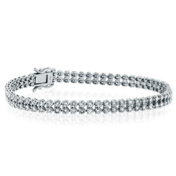 Dubbele Rij Ronde Geslepen 5,60 karaat Echt Diamanten Armband Wit Goud 14K