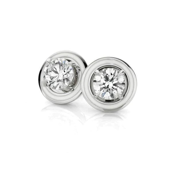 Eagle Claw Prongs Briljant geslepen diamanten Oorknopjes Witgoud 14K