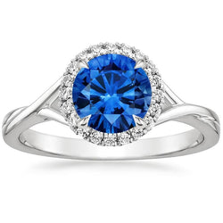 Eagle Claws blauwe saffier en diamanten ring 2.40 karaat witgoud 14K
