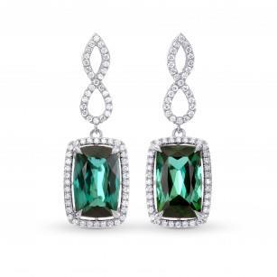 Eagle Claws toermalijn met diamanten bungelende oorbellen Goud 13.28 Ct