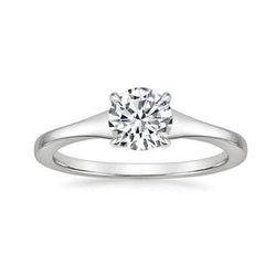 Eagle Claw Prongs Solitaire Ronde Echt Diamanten Verlovingsring Wit Goud