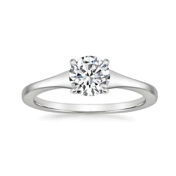 Eagle Claw Prongs Solitaire Ronde Echt Diamanten Verlovingsring Wit Goud