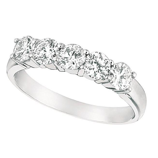 Echt 1,25 Karaat Vijf Stenen Verlovingsring Wit Goud 14K
