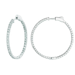 Echt 2 Pointer Hoop Oorbellen/Gepatenteerde Snap Lock 2 Karaats 14K Wit