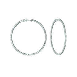 Echt 2 Pointer Hoop Oorbellen/Gepatenteerde Snap Lock 3 Karaat 14K Wit