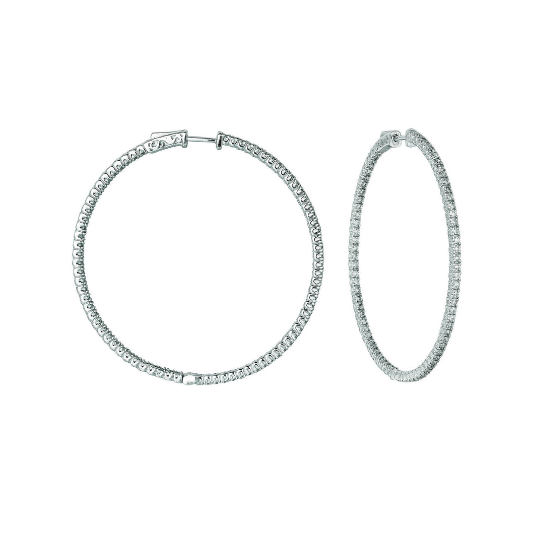 Echt 2 Pointer Hoop Oorbellen/Gepatenteerde Snap Lock 3 Karaat 14K Wit