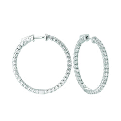 Echt 5 Pointer Hoop Oorbellen/Gepatenteerde Snap Lock 3,25 Karaat 14K Wit