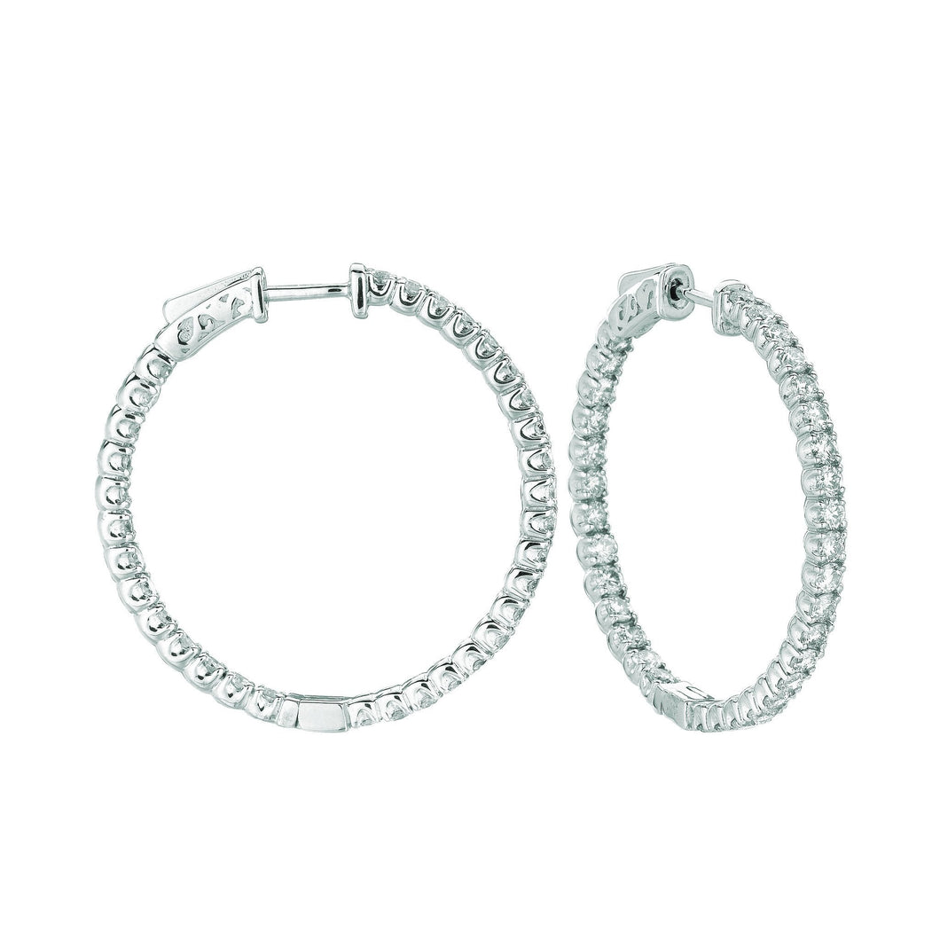 Echt 5 Pointer Hoop Oorbellen/Gepatenteerde Snap Lock 3,25 Karaat 14K Wit