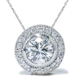 GIA-gecertificeerd labgekweekt diamanten Halo dameskettinghanger 2,75 karaat Witgoud 14K