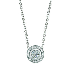 Echt Diamant Halo Ketting Milgrain Hanger 0,75 Karaat 14K Witgoud