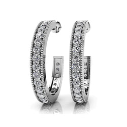 Echt Diamant Halve Hoepel Oorbellen