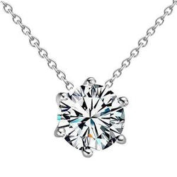 Echt Diamant Solitaire Hanger Zes Prong Setting 0,75 Karaat Witgoud 14K