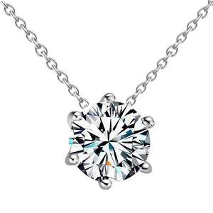 Echt Diamant Solitaire Hanger Zes Prong Setting 0,75 Karaat Witgoud 14K