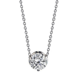 Echt Diamant Solitaire Ketting Hanger Met Ketting 1,0 Karaat Witgoud 14K