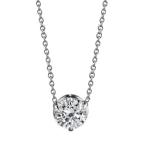 Echt Diamant Solitaire Ketting Hanger Met Ketting 1,0 Karaat Witgoud 14K