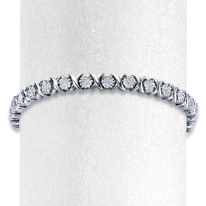 Echt Diamanten Armband Wit Rond Wit Goud 14K 3 Karaat