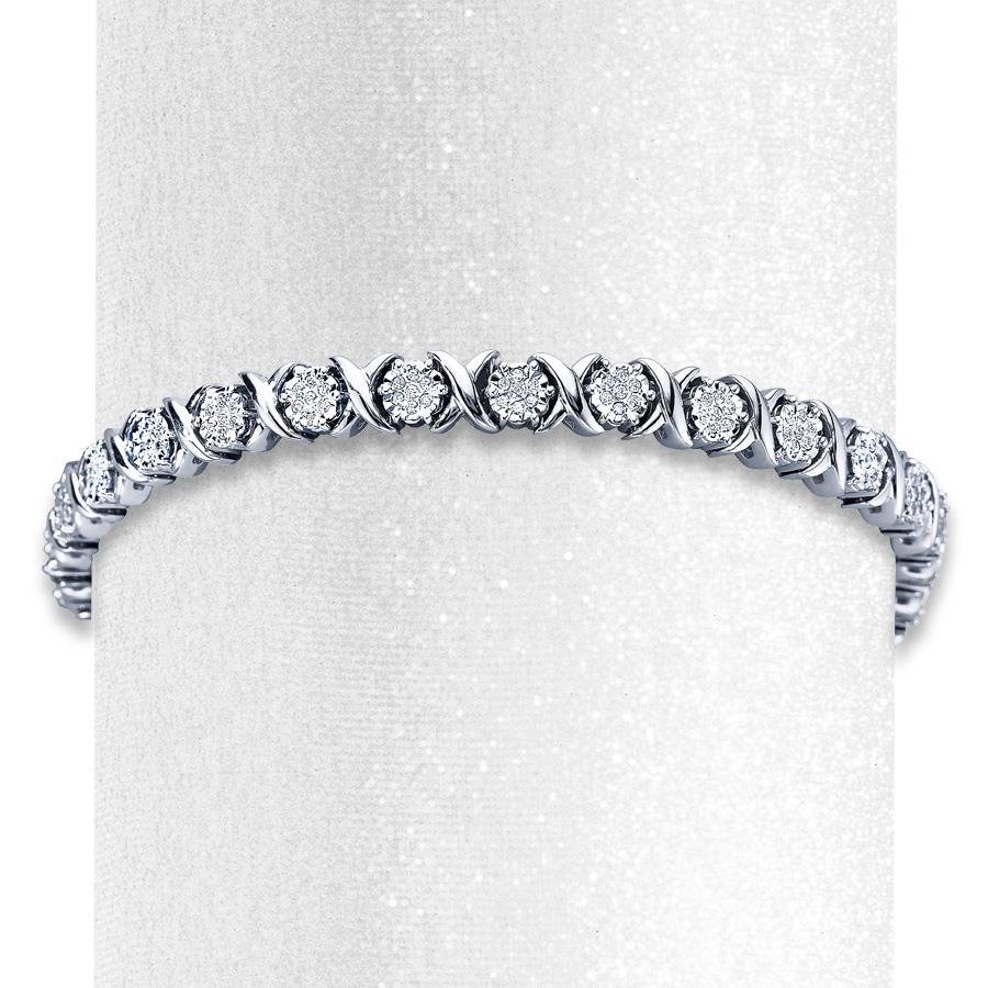 Echt Diamanten Armband Wit Rond Wit Goud 14K 3 Karaat