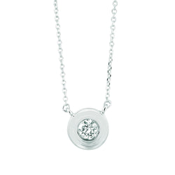 Echt Diamanten Bezel Ketting Hanger 0,30 Karaat 14 Witgoud