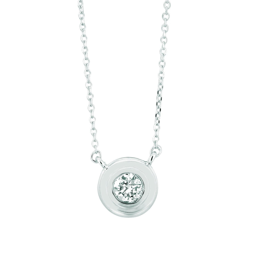 Echt Diamanten Bezel Ketting Hanger 0,30 Karaat 14K Witgoud