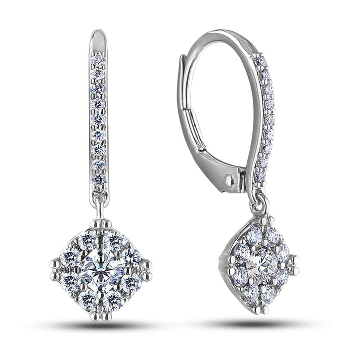 Echt Diamanten Dame Dangle Oorbellen F Vs1/Vvs1 Witgoud 14K 2,00 Karaat
