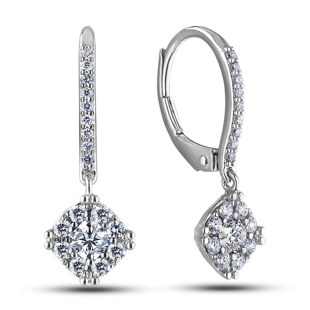 Echt Diamanten Dame Dangle Oorbellen F Vs1/Vvs1 Witgoud 14K 2,00 Karaat