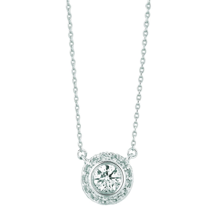Echt Diamanten Halsketting Cluster 0,64 Karaat 14K Witgoud